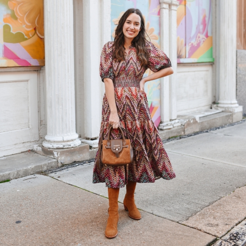 Anthropologie Joyce Puff Sleeve Tiered Midi Dress 10 - Picture 4 of 16